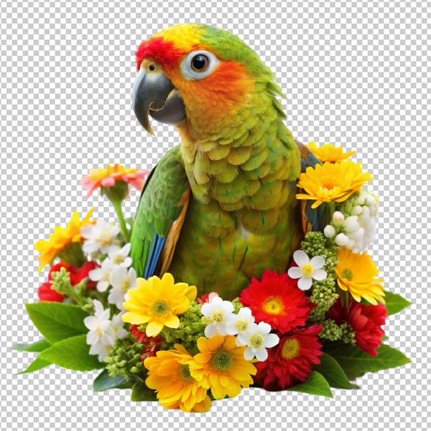 PSD parrot with flowers