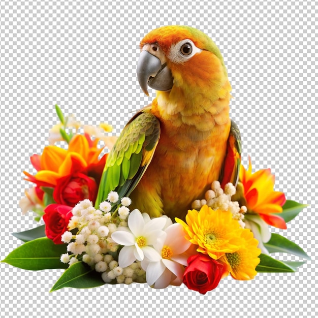 PSD parrot with flowers