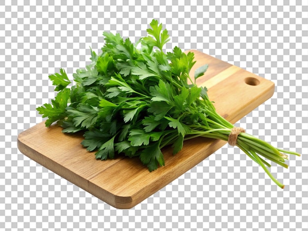 parsley on wooden on white transparent