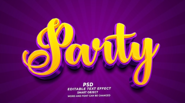 Party 3d editable photoshop text effect style