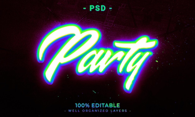 Party 3d editable text effect style with background