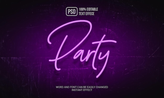 Party 3d editable text effect style