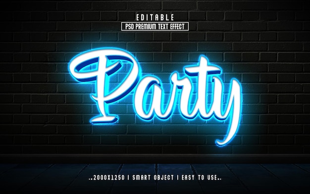 Party 3D Editable Text Effect Style