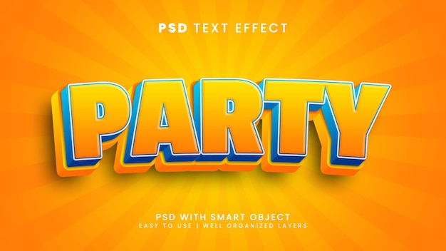 Party 3d editable text effect with music and holiday text style