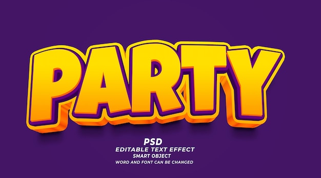 Party 3d editable text PSD photoshop template