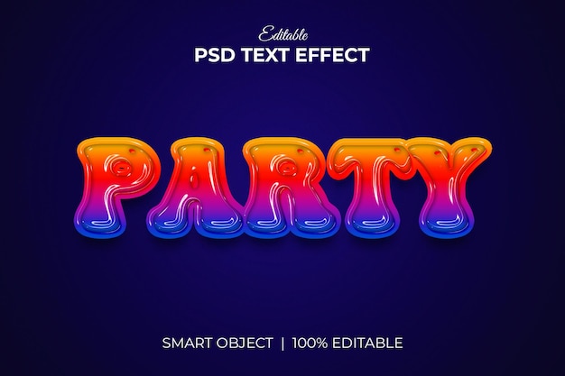 Party Colorful 3d text effect mockup premium PSD