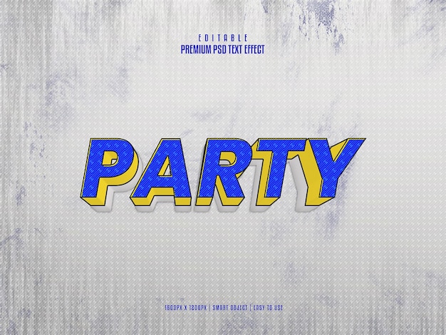 Party editable premium psd text effect