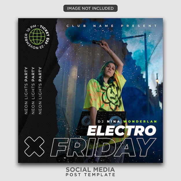 Party flyer template or social media post