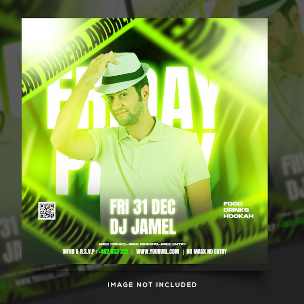 Party flyer template or social media post