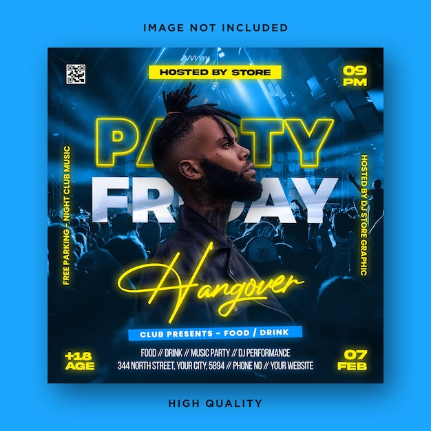 Party Friday Night Hangover Club Poster Template PSD