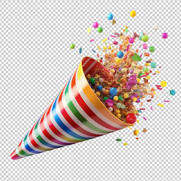 PSD party popper colorful party isolated on transparent background