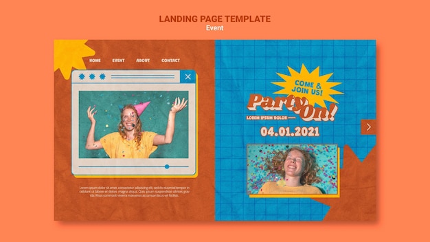 Party on web template with photo