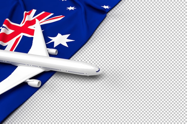 Passenger airplane and flag of Australia