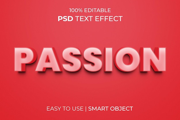 Passion editable 3d text effect red