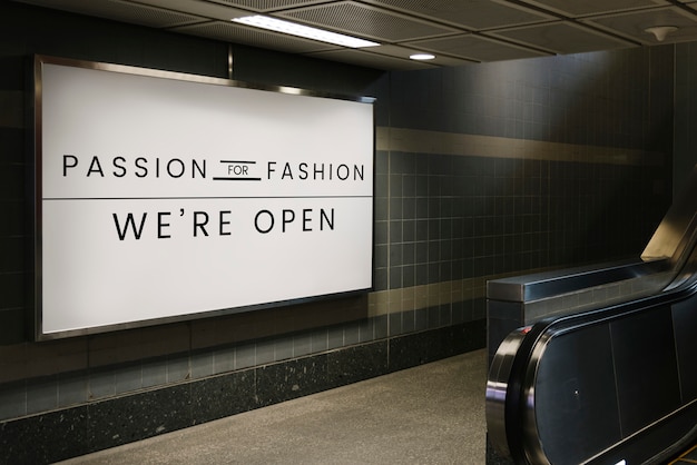 PSD passion for fashion signboard mockup