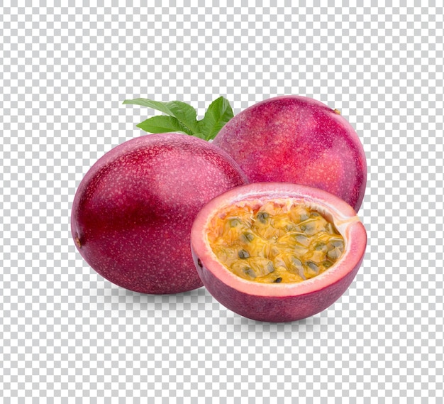 Passion fruit Passiflora edulis with leaves isolated Premium PSD