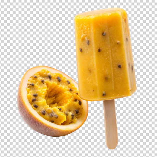 PSD passion fruit pop popsicle frozen ice pop isolated white background