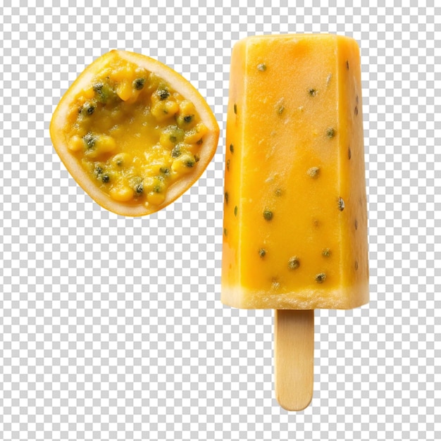 PSD passion fruit pop popsicle frozen ice pop isolated white background