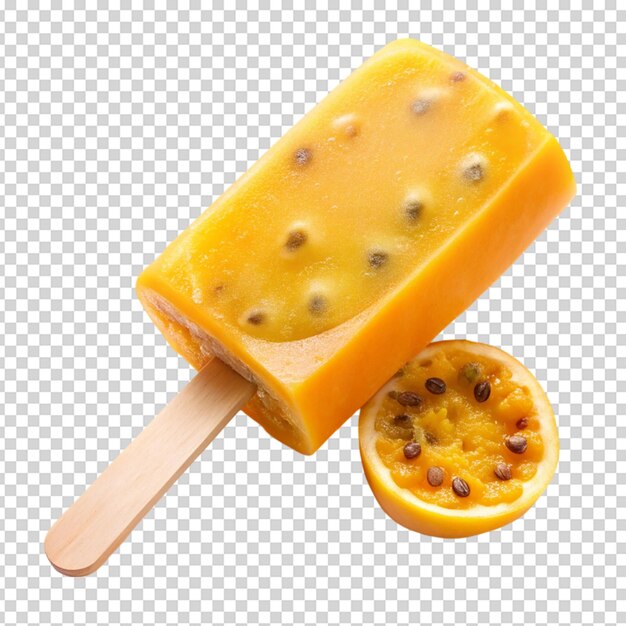 PSD passion fruit pop popsicle frozen ice pop isolated white background