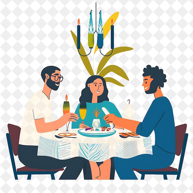 Passover Seder With Families Sharing a Meal Design Is Tradit PNG Festival 2D Flat Art Illustrations