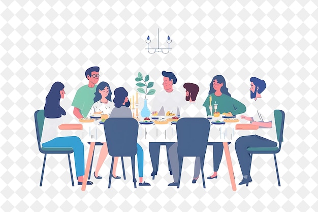 Passover Seder With Families Sharing a Meal Design Is Tradit PNG Festival 2D Flat Art Illustrations