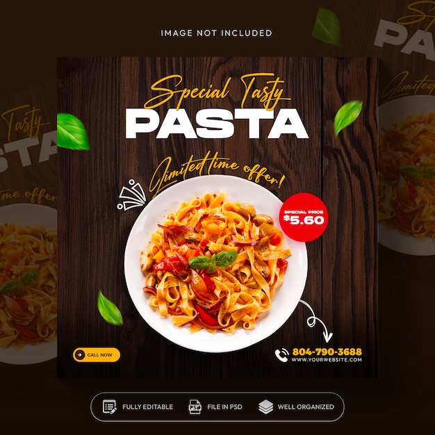 Pasta social media promotion and instagram banner post template design