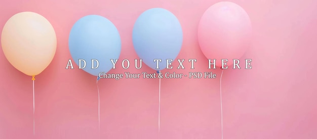 PSD pastel balloons against pink background