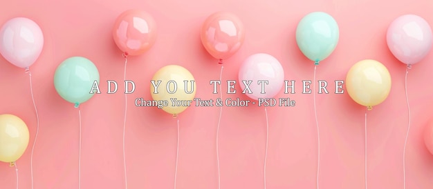 PSD pastel balloons on pink background