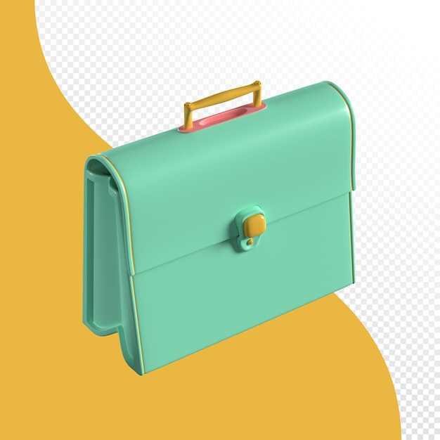 Pastel color isolated  minimal 3d briefcase rendering