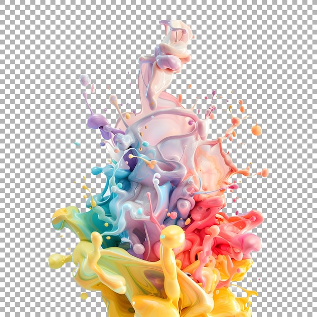 Pastel Color Water Splash on Transparent Background Ai Generated