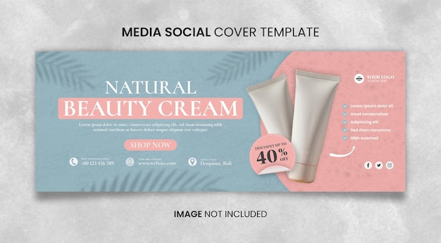 Pastel Colors Editable Natural Beauty Cream Social Media Cover Template