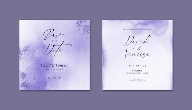 Pastel purple wedding invitation template design