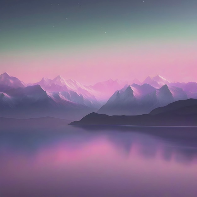 PSD pastel sky with aurora scenery with smooth color transition