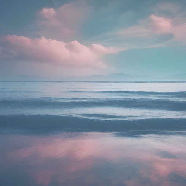 PSD pastel sky with blue ocean scenery