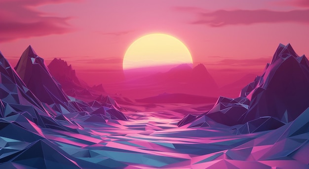 Pastel Vaporwave Background Landscape Mountains Artwork Illustration