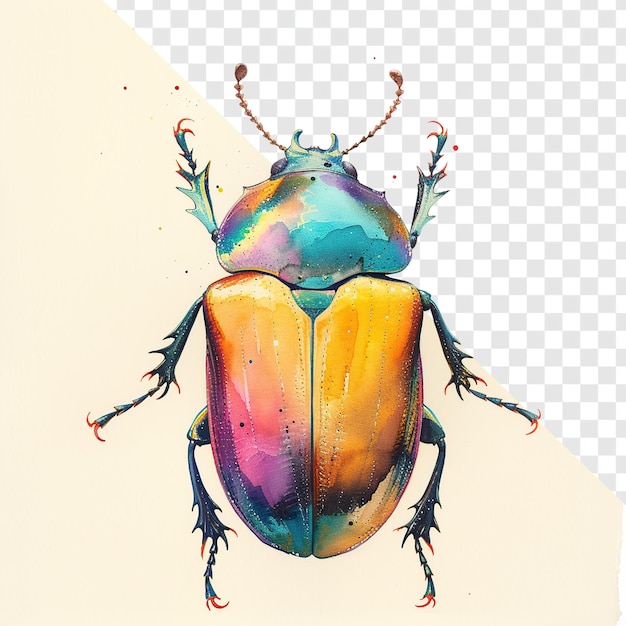 Pastel Watercolor Beetle Illustration