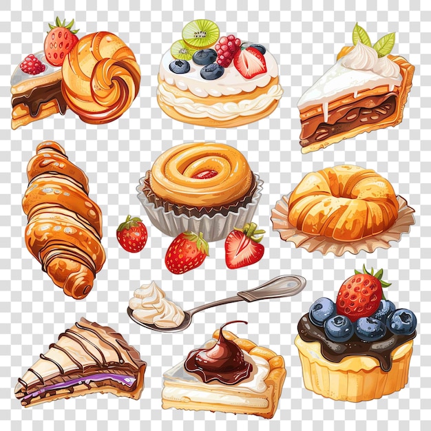 PSD pastries transparent background watercolor clipart