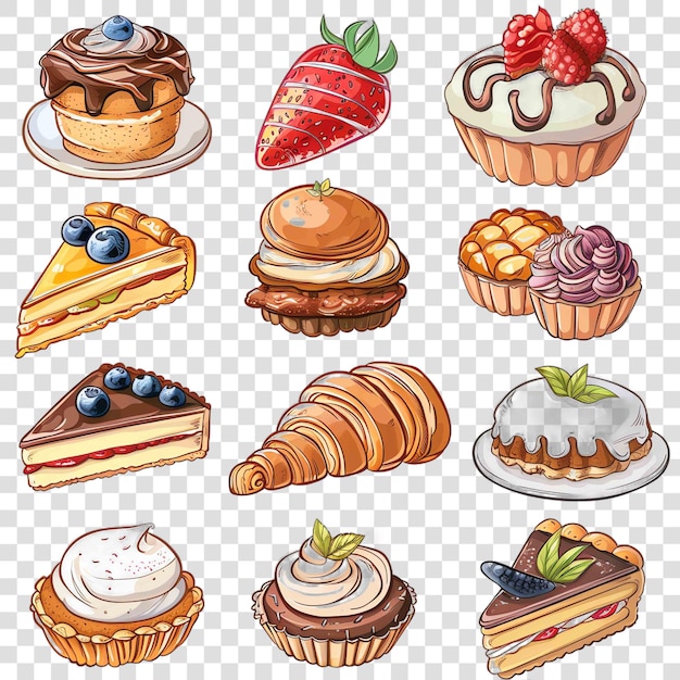 PSD pastries transparent background watercolor clipart