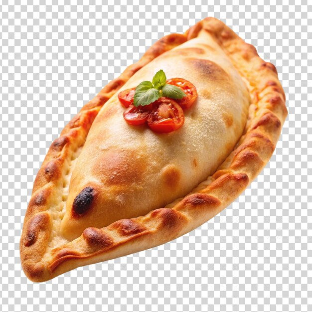 A pastry with tomatoes and parsley on transparent background