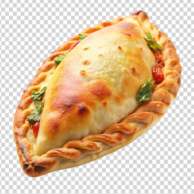 A pastry with tomatoes and parsley on transparent background