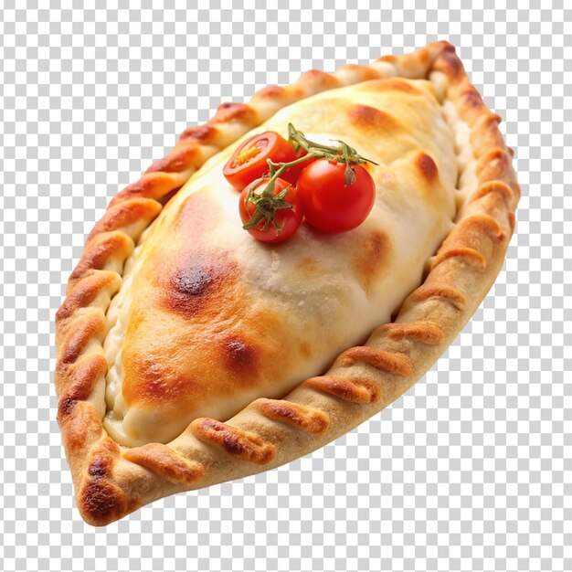 A pastry with tomatoes and parsley on transparent background