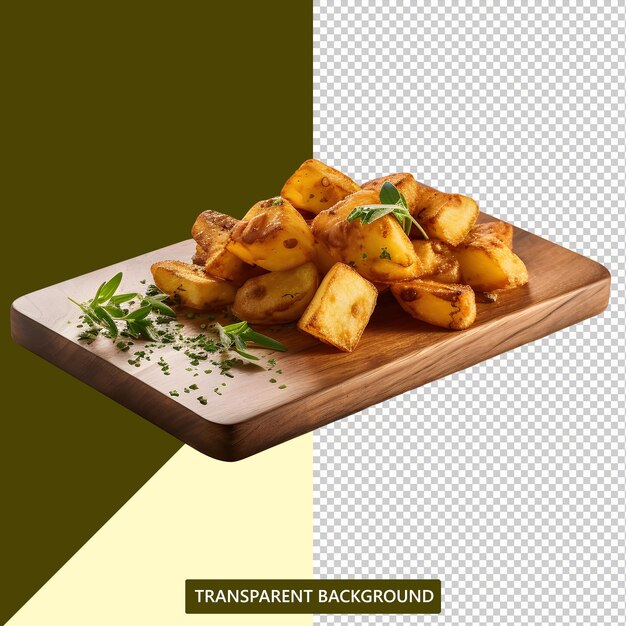 PSD patatas bravas original spanish food served on a beautiful serving board