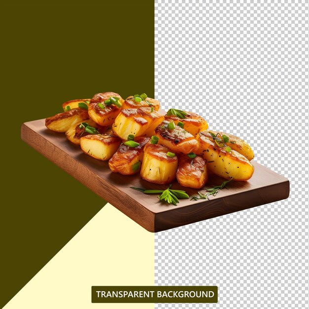 PSD patatas bravas original spanish food served on a beautiful serving board