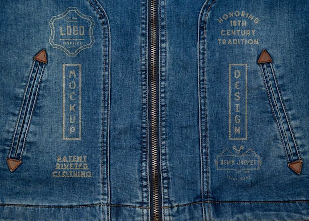 PSD patch on denim jacket mockup