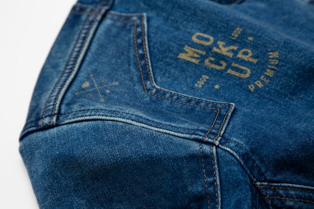 PSD patch on denim jacket mockup