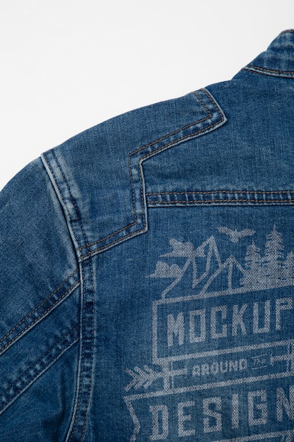 Patch on denim jacket mockup