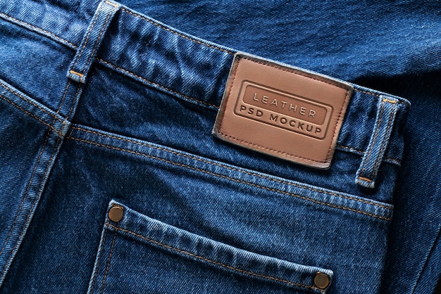 PSD patch mockup on denim fabric