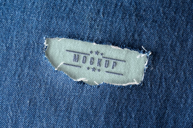 Patch mockup on denim fabric