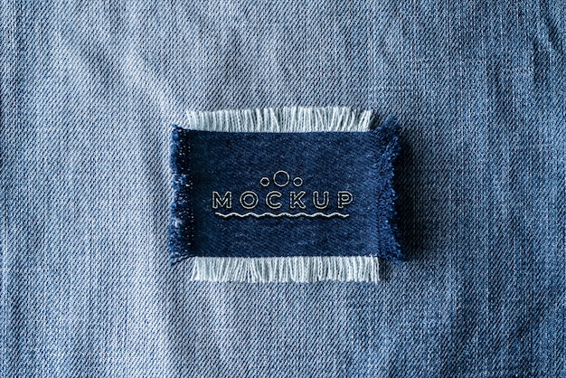 Patch mockup on denim fabric