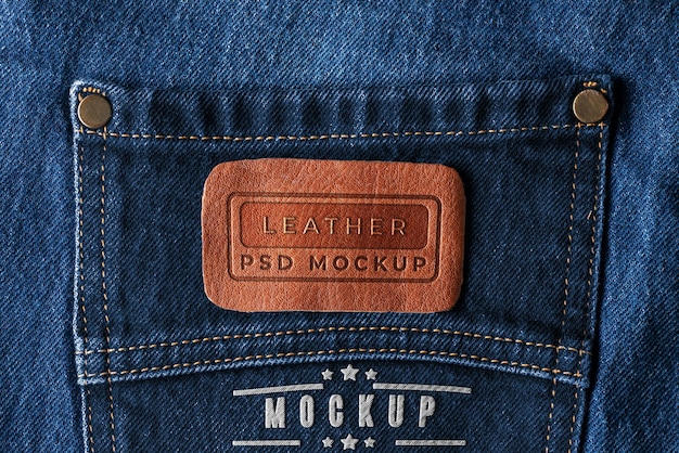 Patch mockup on denim fabric